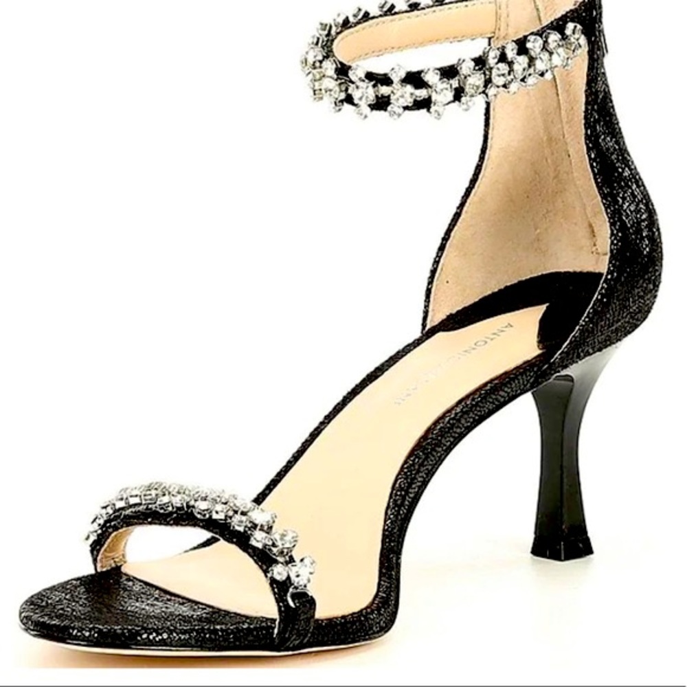 Brand new Antonio Milani size 8 black embellished Madalyn heels.
